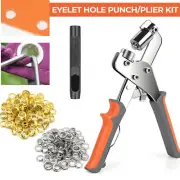 Eyelet Plier Tool Kit 10.5mm Hole Punch with 500 Gold Silver Grommet Washer Set