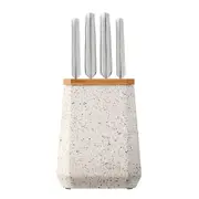 Furi Pro Stone 5pc Knife Block Set Sepia Terrazzo 5 Piece