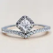 New Authentic Pandora Pave Square Spark Ring Multiple Size 198420C0 W Hinged Box