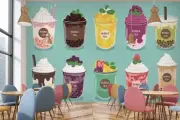 3D Fruit Bubble Tea A6328 Business Wallpaper Wall Murals Self-adhesive Commerce
