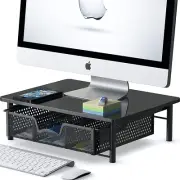 Simplehouseware Monitor Stand Riser with Drawer, Black