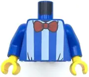 Lego New Blue Minifigure Torso White Vertical Stripes and Red Bow Tie Piece
