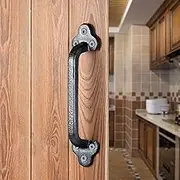 2 Packs Rustic Gate Handle,9 Inch Cast Iron Sliding Barn Door Handle,Black Vintage Metal Gate Pull Handle Fence Handle Antique Long Cabinet Handles for Interior,Drawer,Outdoor,Garage,Closet