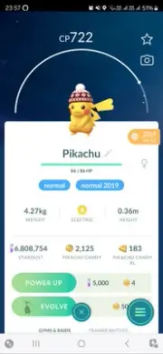 Pikachu ( Beanies Hat ) ( Caught In 2019 ) Pokemon Trade Go