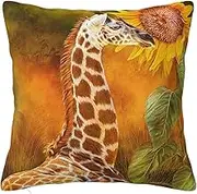 ALLiYa Giraffe And Sunflower Double Sided Plush Pillowcase (Multiple Sizes) Pillow Sofa Bed Pillow Interior Decoration Pillow