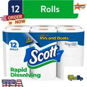 Scott Instant Dissolving Toilet Paper, 12 Regular Rolls | Full Box