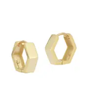 Glaze Jewelry 14K Over Silver Hexagon Huggie Earrings