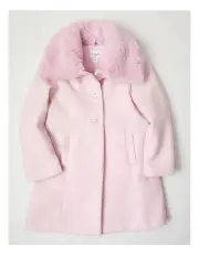 [Origami] Poppy Detatchable Fur Collar Coat in Pink