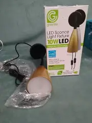 Greenlite Gold LED Sconce Light Fixture Plug in has switch new in box
