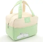 Thermal Insulated Cooler Lunch Box Tote Bag Professional Leak Proof Handbag Cloth Thermos lunchbag Cute Japanese Printing Sack Bags for Women Adults Office Work Boys Girls Cat Green