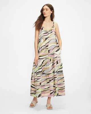 NWT $295 Ted Baker Warrenn Printed Button Through Cami Maxi Dress 2/S