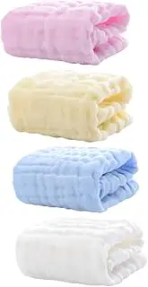 Abaodam 4Pcs Burp Cloths Soft Cotton Muslin Washcloths for Drool and Spit Up Gentle Absorbent Towels for Girl