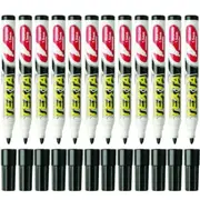 Texta Whiteboard Marker Black Bullet Tip 1.5mm Medium Box 12