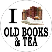 I Love Old Books and Tea - 3 Circle Stickers Decals 3" x 3" - Bibliophile
