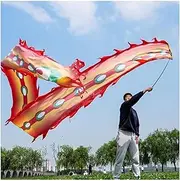 Dragon Dance Silk 3D Colorful Dragon Poi with Rod and Bag for Adults Double Sided Peacock Shape Outdoor Fitness Flinging The Dragon Spiral Practice Ribbon Streamer (Size : 8m)