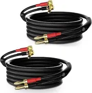 HiFind Speaker Cable Wire 6 Ft/2 Pack with Gold-Plated 90 Degree Angled to Straight Banana Tip Plugs-UL CL3 Rated-Indoor&Outdoor-16 AWG Tinned Copper for Bi-Wire Bi-Amp HiFi Sound