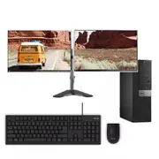 Dell 7050 SFF Bundle Desktop i5-7500 3.4GHz 256GB NVMe 16GB RAM + Dual 24" Monitor - Refurbished