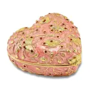 Bejeweled Red Crystal Gold-tone Butterfly Pink Heart Trinket Box
