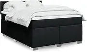 vidaXL Box Spring Bed with Mattress and LED Lights - Black Queen Fabric Double Bed for Bedroom, Pocket Springs, Medium Firm, Mattress Topper Included