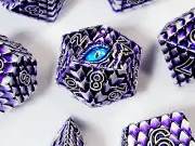 Purple Basilisk's Gaze | Metal DnD Dice Set | Dungeons and Dragons | 7 Dice RPG