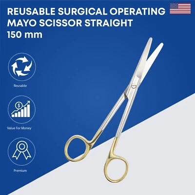 Surgical Operating Mayo Scissors Straight 150mm TC Premium Surgical Instruments