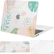 MOSISO Compatible with MacBook Air 13 inch Case 2022 2021 2020 2019 2018 Release A2337 M1 A2179 A1932 Touch ID, Plastic Artistic Leaf Hard Shell Case&Keyboard Cover&Screen Protector, Transparent