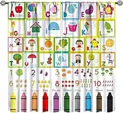 JanJCurt Alphabet ABC Curtains, Cartoon Animal Fruit Curtain Kids Educational Learning Alphabet Tool Window Treatments for Boys Girls Bedroom Living Room Classroom, 42x54in（No Blackout）