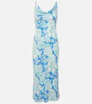 [Diane von Furstenberg] Diane von Furstenberg Alik floral jersey midi dress AU 6 blue