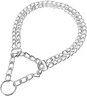 HAPINARY Sturdy Metal Dog Double Chain Dog Training Feature for Medium Dogs 2.0mm Chain Silver