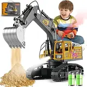 1:14 Construction Digger Toys - Kids Toys Construction Digger, Remote Control Light Sprayer Hydraulic Car for Boys Over 6 Years Old, Birthday Gift Ideas