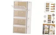 4 Tier Stackable Storage Bins, 23QT Storage Containers, Clear Milky White-4pack