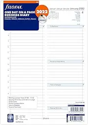 Filofax 2022 A4 Day Per Page 5 Language Appointments Diary, White, 22-68719