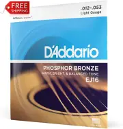 D'Addario EJ16 Phosphor Bronze Acoustic Guitar Strings, Light, 12-53