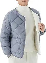 [JEShifangjiusu] Men's Casual Windproof Jacket Quilted Puffer Coat Windbreaker Lightweight Sportswear, Blue 1, XXL