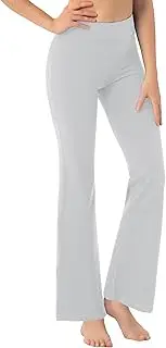 [BUBBLELIME] 29"/31"/33"/35"/37" 3 Styles Women's High Waist Bootcut Yoga Pants Basic/Side Pockets Tummy Control Workout Flared, Basic Cotton_lightgray, Small