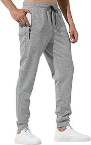 [Arjen Kroos] Mens Jogger Gym Pants with Zipper Pockets Lightweight Workout Sweatpants Casual Joggers Outdoor Activities Sport Track Pants