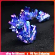 50g Natural Aura Blue Titanium Quartz Crystal Cluster Healing Stone Geode Decor