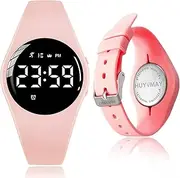 HUYVMAY Fitness Pedometer Watch Without App and Mobile Phone, IP68 Waterproof Digital Watch with 2 Alarm Clocks, Stopwatch, Countdown Stopwatch, Distance Counter, Calorie Counter, Step Tracker for