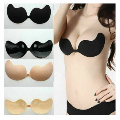 Backless Bra Women Silicone Adhesive Stick On Push Up Gel Strapless Invisible UK