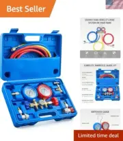 Durable Hybrid Antishock AC Gauge Set with Color-Coded Hoses & Adapters