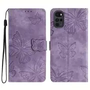For Motorola Moto G22 Imprinted Leather Flip Phone Case Wallet Stand Cover with Strap