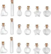 60pcs DIY Cork Glass Bottles Clear Transparent Jars with Cork Stoppers for Craft Projects for Art Decoration and Wishing Bottles Various Shapes Included