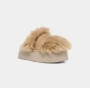 size 6 -UGG Fluff Momma Sugar platform 2' height Slide womens size Oat color NWB