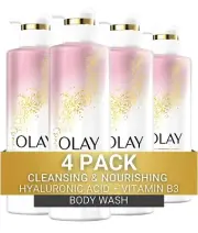 Olay Body Wash Cleansing & Nourishing For Women With Hyaluronic Acid & VIT E-4p