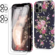 iPhone 12 / 12 Pro Max Flower Case [with Screen+Lens Protectors] for Women Girls