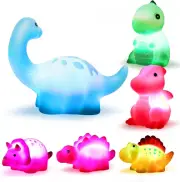 6 Packs Light up Bath Toys,Floating Dinosaur Bathtub Toys for Baby Toddlers,Flas