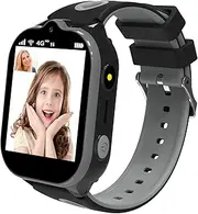 joyment 4G Kids Smart Watch GPS Tracker, Waterproof Smartwatches with Video Call Real Time Wifi Position School Mode Pedometer SOS Geo-Fence Puzzle Games Early Education Tools for Boys Girls (Black)