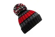 Beechfield Unisex Adult Hygge Striped Beanie (Black/Cherry Red) (One Size)