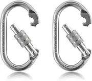 Climbing Carabiners, Heavy Duty Screw Lock Carabiner Clip for Camping/Aerial Work/Hiking, 23kN/2300KG O-shape, 2 Pack
