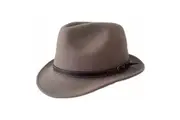 JACARU Australian Wool Hat Trilby Fedora 100% WOOL Crushable Travel Genuine 1848 - Stone - Large (58-59cm)